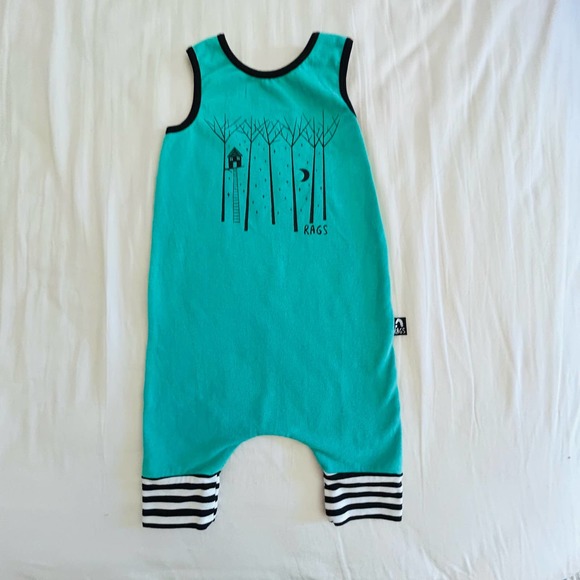 RAGS Treehouse Romper Sz 12-18m Turquoise Teal - Picture 3 of 4